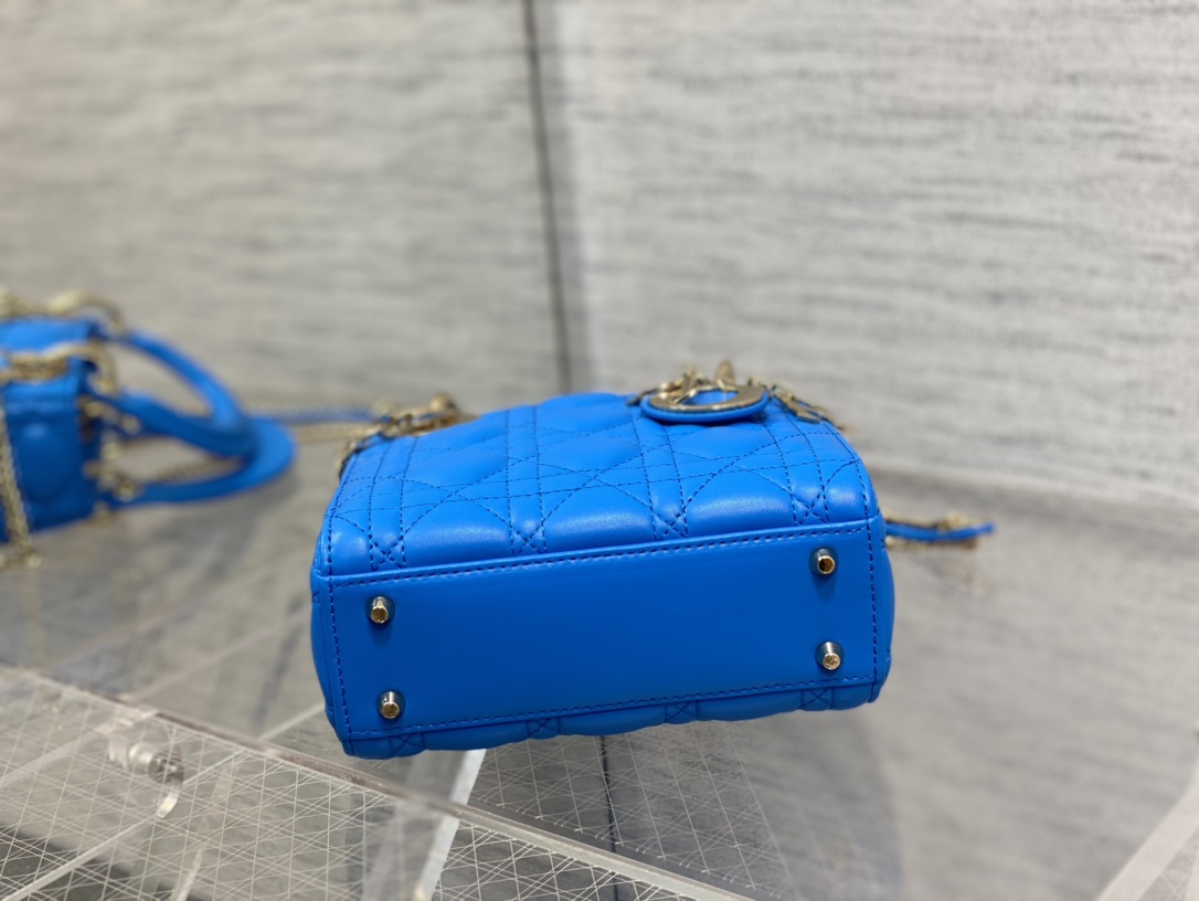 Mini Lady Dior Bag Blue Cannage Lambskin